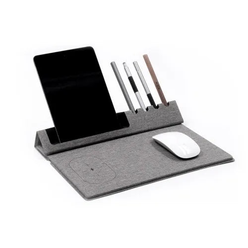 Portatif Kablosuz Şarj Özellikli Mouse Pad. Telefon Tutucu ve Kalemlik