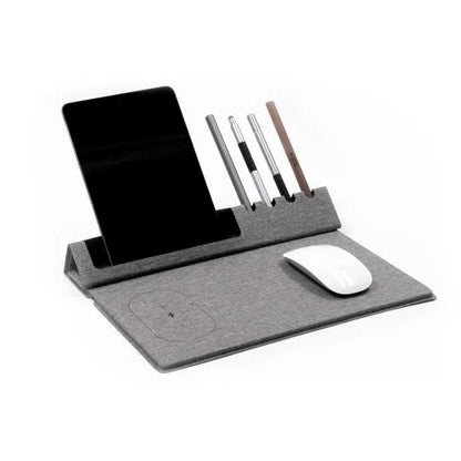 Portatif Kablosuz Şarj Özellikli Mouse Pad. Telefon Tutucu ve Kalemlik