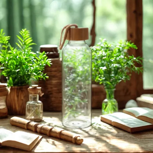 EccoTech Bambu Kapaklı Cam Matara 500ml