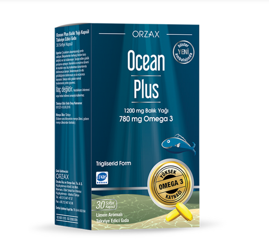 Orzax Ocean Plus Softjel Kapsül – 1200mg Balık Yağı (Limon Aromalı)